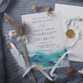 Coastal the Beach Destination QR Code Wedding Kaart