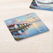 Coastal Themed | Beach Homes on the Bay Kartonnen Onderzetters (Schuin)
