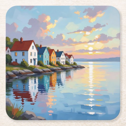 Coastal Themed | Beach Homes on the Bay Kartonnen Onderzetters (Voorkant)