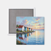 Coastal Themed | Beach Homes on the Bay   Magneet (Voorkant / Achterkant)