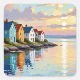 Coastal Themed | Beach Homes on the Bay Vierkante Sticker