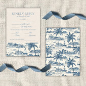 Coastal Toile Classic Script Dusty Blue  RSVP Kaartje