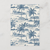 Coastal Toile Klassiek Schrift Stofblauw RSVP Kaartje (Achterkant)