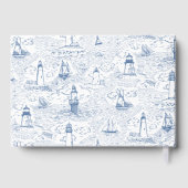 Coastal Toile Lighthouse Blue Wedding Gastenboek (Achterkant)