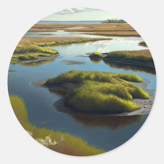 Coastal Tranquility Ronde Sticker (Voorkant)