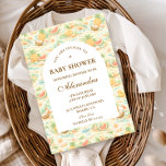 Coastal Tropical Fruits Baby Shower Kaart<br><div class="desc">A whimsical watercolor design featuring a playful mix of pastel summer animals surrounded by tropical leaves, seashells, starfish, and soft botanical details. The cheerful palette of peach, mint, coral, and soft blue creates a light storybook atmosphere, while the elegant arch layout keeps the celebration details beautifully framed and easy to...</div>