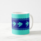 Coastal Turquoise Blue Angelfish Stripe Koffiemok (Voorkant rechts)