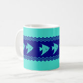 Coastal Turquoise Blue Angelfish Stripe Koffiemok (Voorkant links)