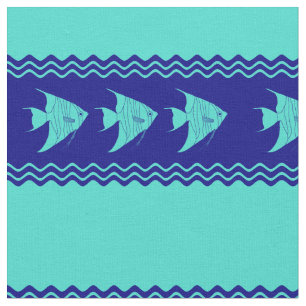 Coastal Turquoise Blue Angelfish Stripe Stof