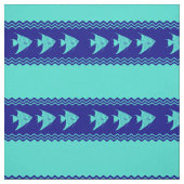 Coastal Turquoise Blue Angelfish Stripe Stof (Swatch)