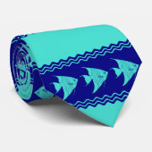 Coastal Turquoise Blue Angelfish Stripe Stropdas (Opgerold)