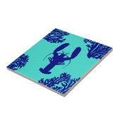 Coastal Turquoise Blue Lobster Pattern Tegeltje (Zijkant)