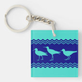 Coastal Turquoise Blue Sandpiper Birds Pattern Sleutelhanger (Voorkant)