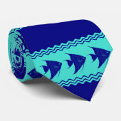 Coastal Turquoise Blue Stripe Angelfish Pattern Stropdas (Opgerold)
