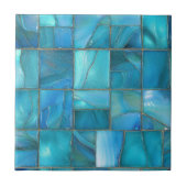Coastal Turquoise Glass Mosaic Tegeltje (Voorkant)