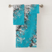 Coastal Turquoise Grey Towel Set Bad Handdoek (Insitu)