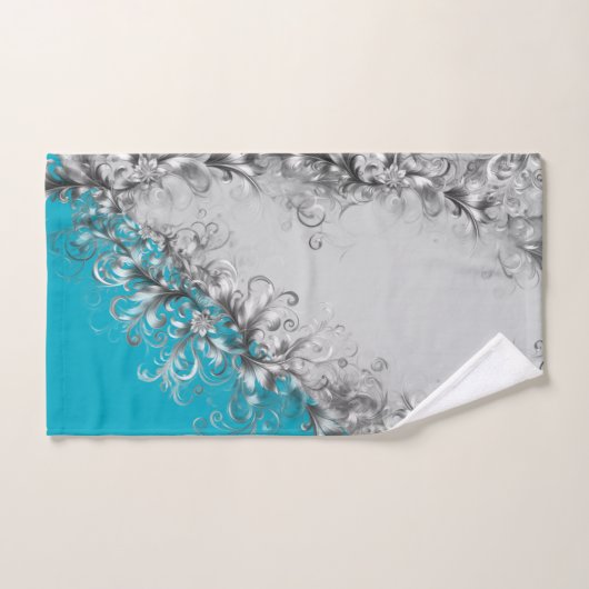 Coastal Turquoise Grey Towel Set Bad Handdoek (Handdoek)