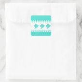 Coastal Turquoise White Stripe Angelfish Pattern Vierkante Sticker (Tas)