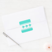 Coastal Turquoise White Stripe Angelfish Pattern Vierkante Sticker (Envelop)