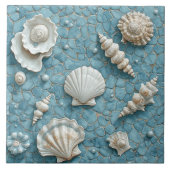 Coastal Underwater Seashell Blue Ocean Aquamarine Tegeltje (Voorkant)
