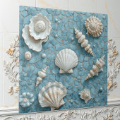 Coastal Underwater Seashell Blue Ocean Aquamarine Tegeltje