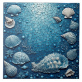 Coastal Underwater Seashell Fish Ocean Bubble Blue Tegeltje (Voorkant)