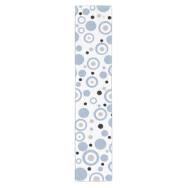 Coastal Vibe Slate Blauwe Geometrische Cirkels Korte Tafelloper