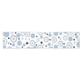 Coastal Vibe Slate Blauwe Geometrische Cirkels Korte Tafelloper (Horizontaal)