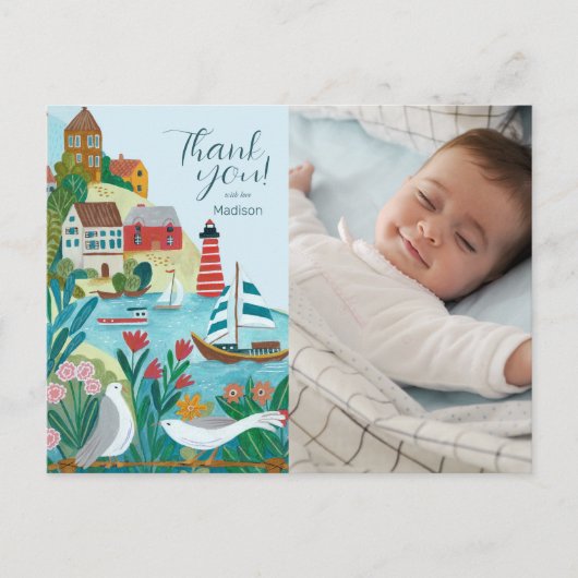 Coastal Village Baby shower Foto Dank u Briefkaart (Voorkant)