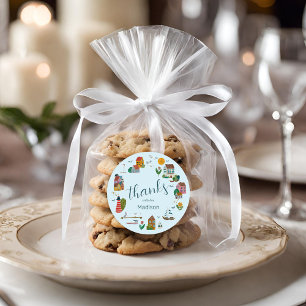 Coastal Village Blue Boy nautisch Baby shower Ronde Sticker