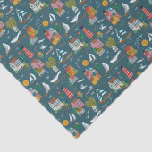 Coastal Village Blue Pattern Baby shower Party Tissuepapier (Detail)