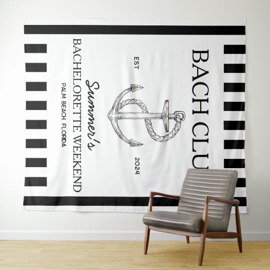 Coastal vrijgezellenfeest thema anker bach club wandkleed (In Situ (horizontaal))