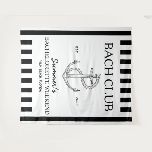 Coastal vrijgezellenfeest thema anker bach club wandkleed (Voorkant (horizontaal))