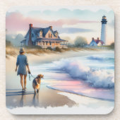 Coastal Walk to Lighthouse at Sunset Bier Onderzetter (Voorkant)