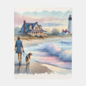 Coastal Walk to Lighthouse at Sunset Fleece Deken (Voorkant)