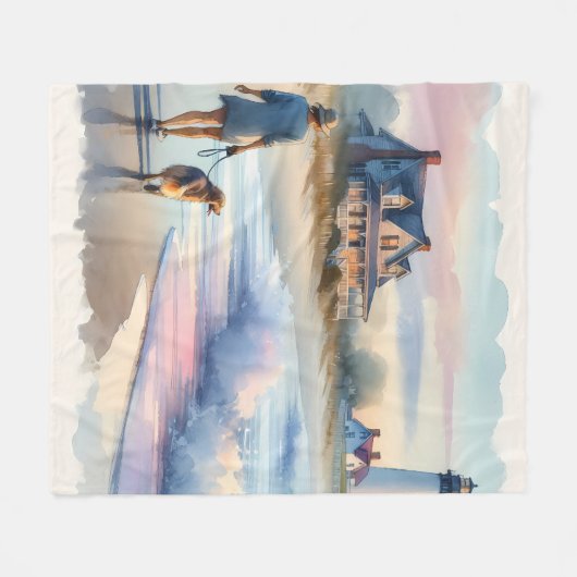 Coastal Walk to Lighthouse at Sunset Fleece Deken (Voorkant (Horizontaal))