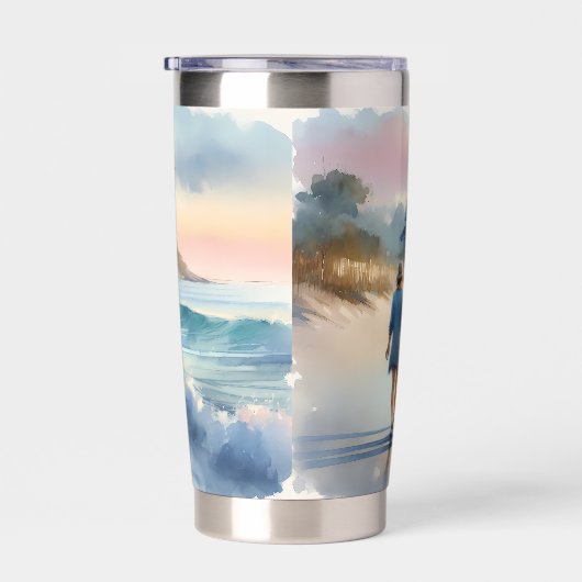 Coastal Walk to Lighthouse at Sunset Geïsoleerde Drinkbeker (Rechts)