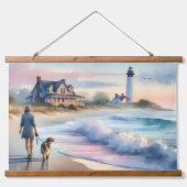 Coastal Walk to Lighthouse at Sunset Hangend Wandkleed (Voorkant)
