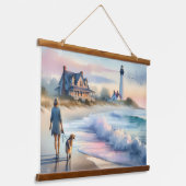 Coastal Walk to Lighthouse at Sunset Hangend Wandkleed (Gebogen)