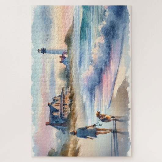 Coastal Walk to Lighthouse at Sunset Legpuzzel (Verticaal)