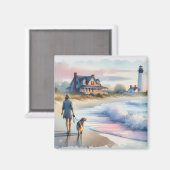 Coastal Walk to Lighthouse at Sunset Magneet (Voorkant / Achterkant)