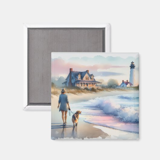 Coastal Walk to Lighthouse at Sunset Magneet (Voorkant / Achterkant)