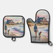 Coastal Walk to Lighthouse at Sunset Ovenwant & Pannenlap Set (Voorkant)