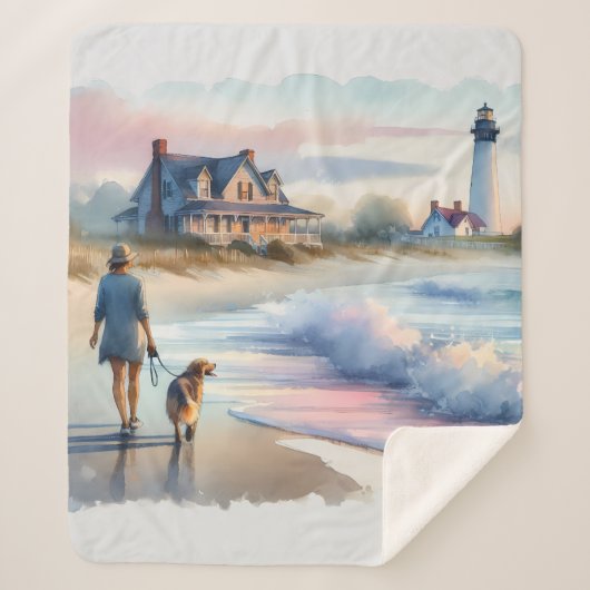 Coastal Walk to Lighthouse at Sunset Sherpa Deken (Voorkant)