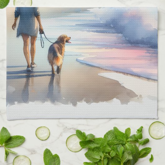 Coastal Walk to Lighthouse at Sunset Theedoek (Gevouwen)