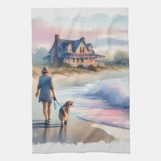 Coastal Walk to Lighthouse at Sunset Theedoek (Verticaal)