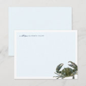 Coastal Watercolor Blue Crab Personal Stationery Notitiekaartje (Voorkant / Achterkant)