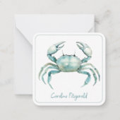 Coastal Watercolor Crab Personalized Notitiekaartje (Voorkant)