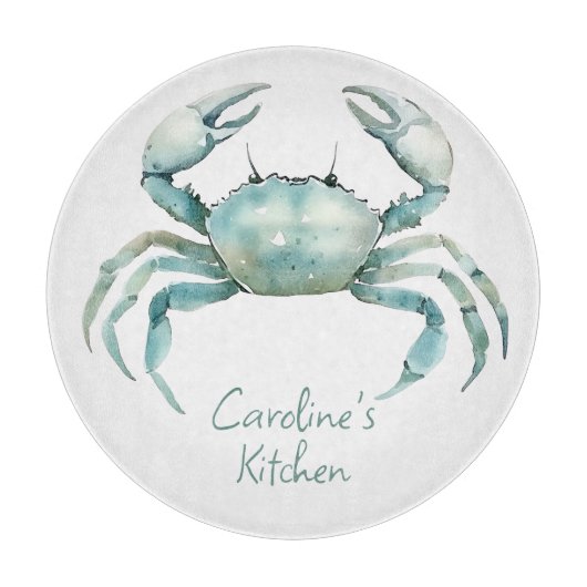 Coastal Watercolor Crab Personalized Snijplank (Voorkant)