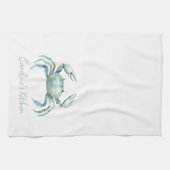 Coastal Watercolor Crab Personalized Theedoek (Horizontaal)